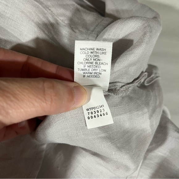 J. Jill Love Linen 100% Linen Light Gray Silver Button Down Shirt - Picture 8 of 10
